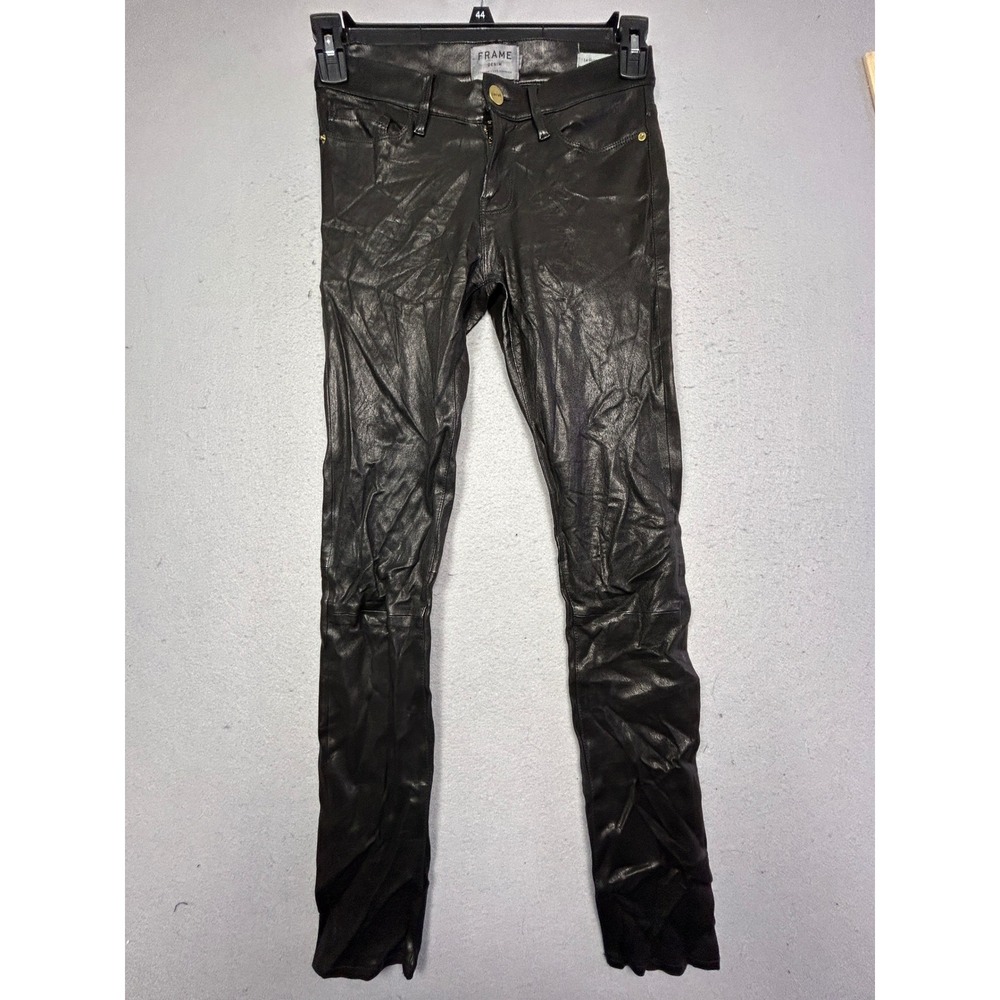 FRAME Le Skinny de Jeanne Leather Black 25 W27 Womens